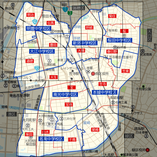名古屋市南区の学区地図