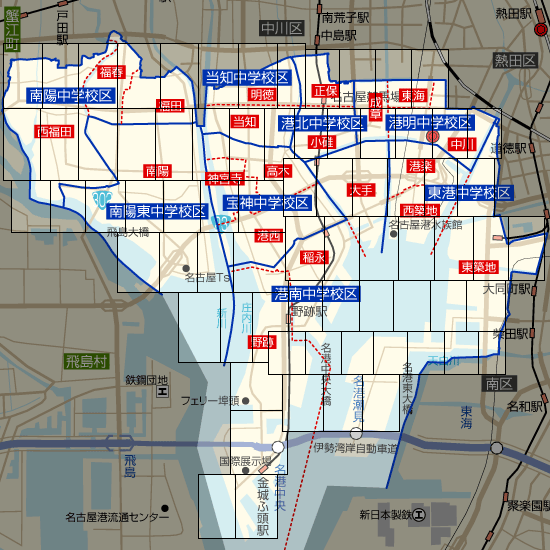 名古屋市港区の学区地図