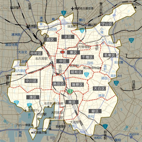 名古屋市区割り地図