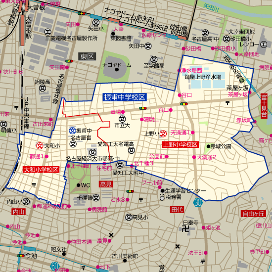振甫中学校 学区(大和小学校、上野小学校)