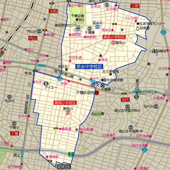 若水中学校 学区(高見小学校、春岡小学校)