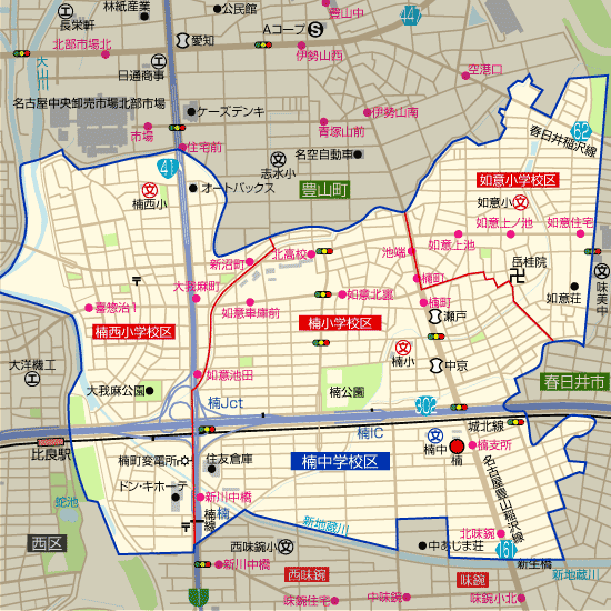 楠中学校 学区(楠小学校、楠西小学校、如意小学校)