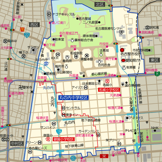 丸の内中学校 学区(丸の内小学校)